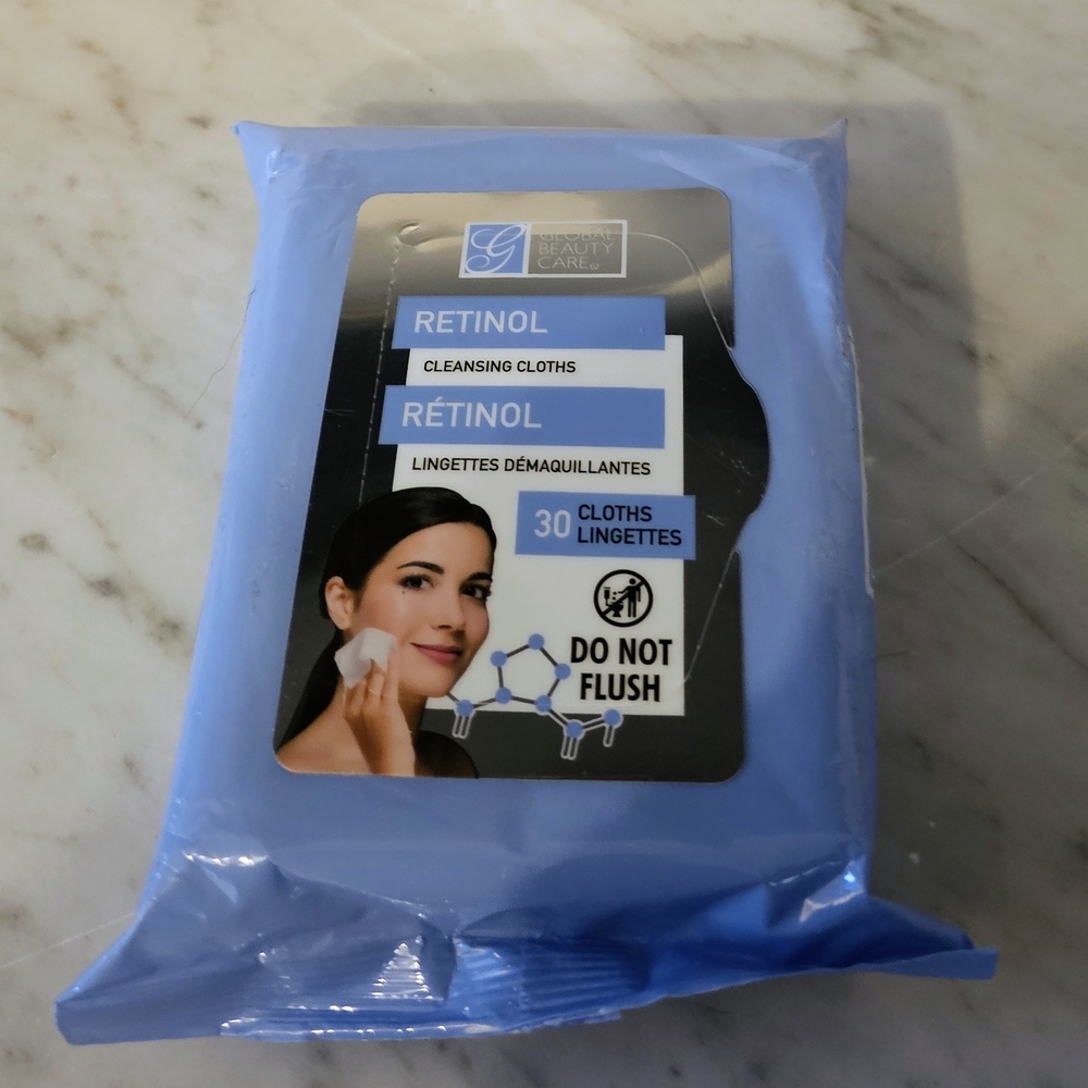 Global Beauty Care Retinol Cleansing Cloths 30ct Anti Aging Makeup Remover Wipes